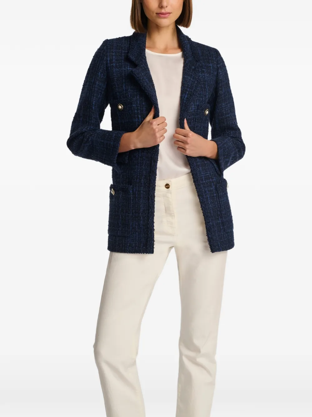  Weill Paris Tweed Trim-detail Blazer - Blue 