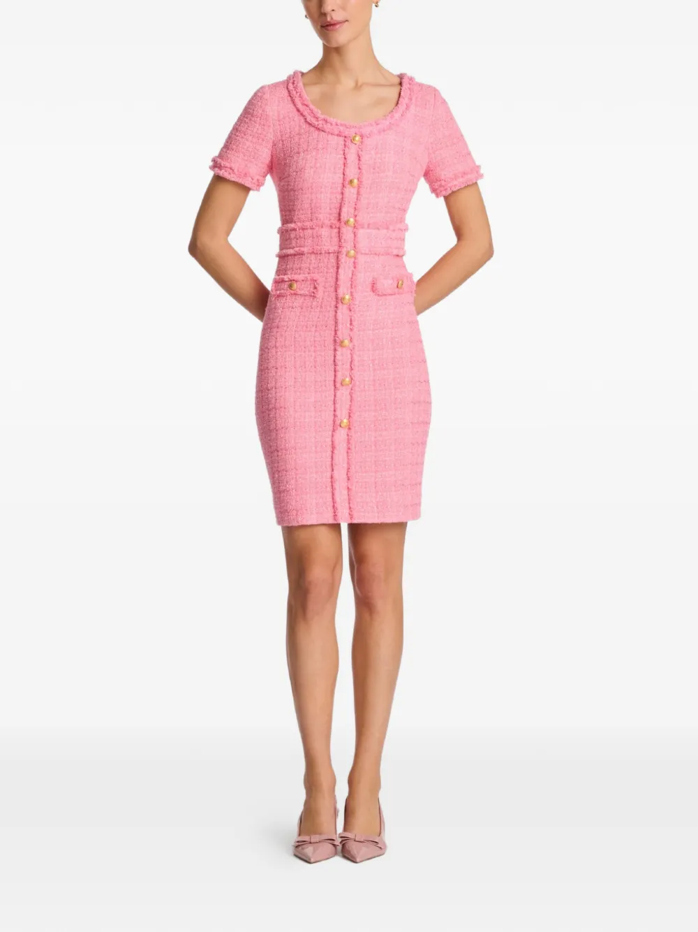  Weill Paris Fringed Tweed Dress - Pink 