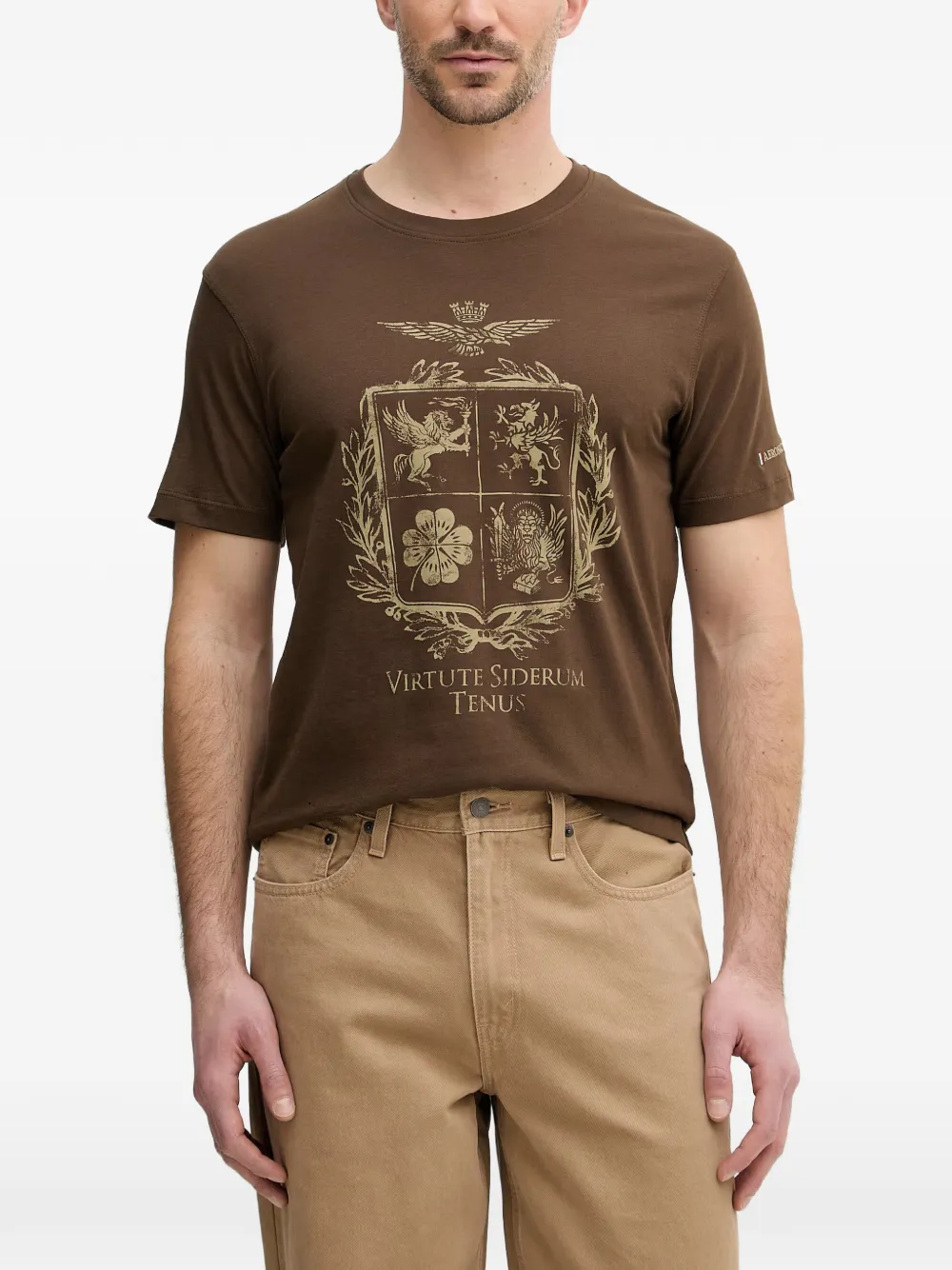 Aeronautica Militare T-Shirt mit grafischem Print - Braun