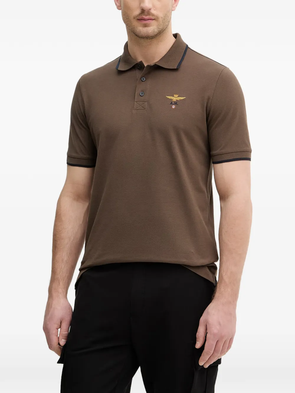 Aeronautica Militare Besticktes Poloshirt - Braun