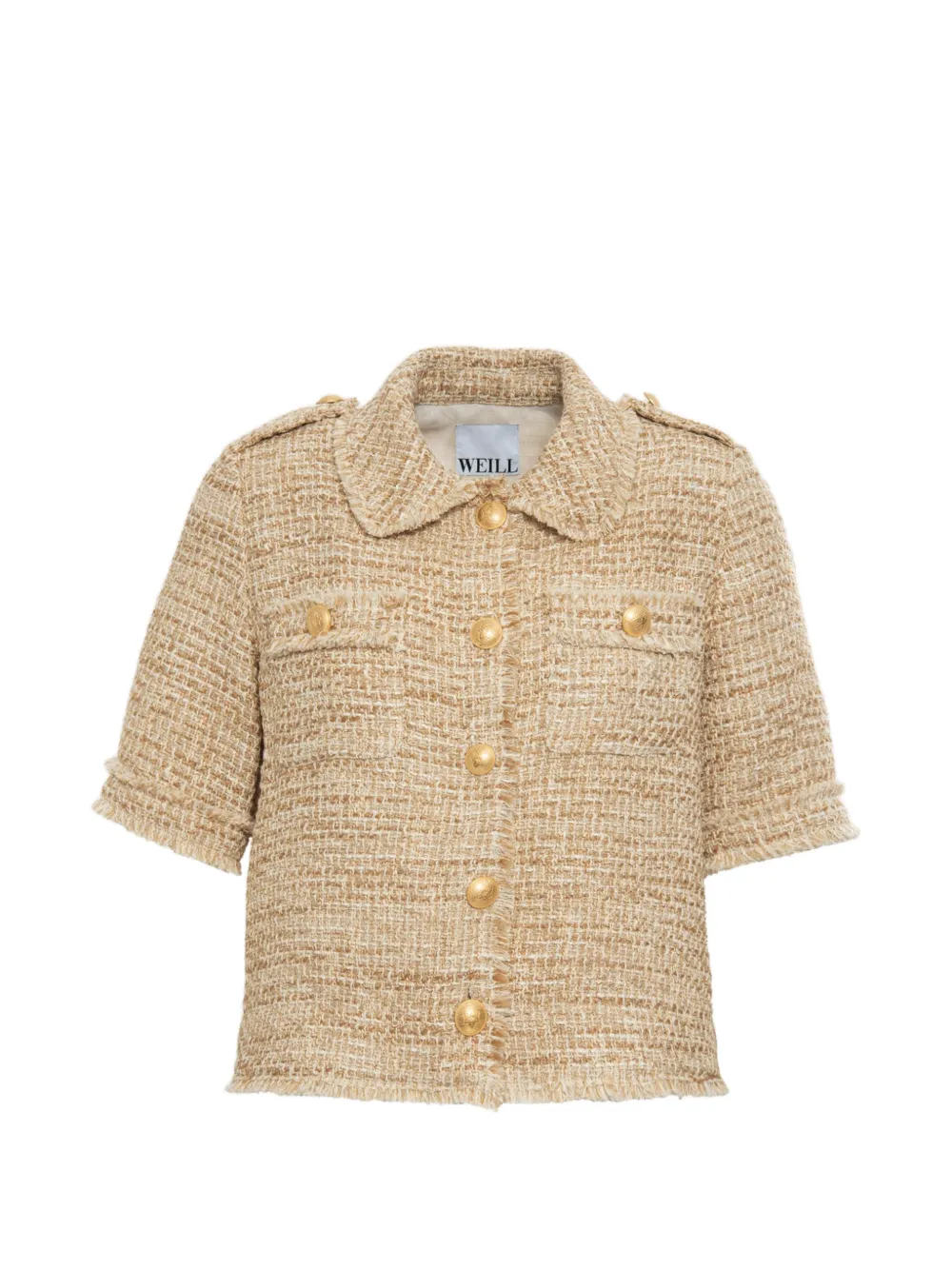 WEILL PARIS tweed buttoned shirt - Neutrals