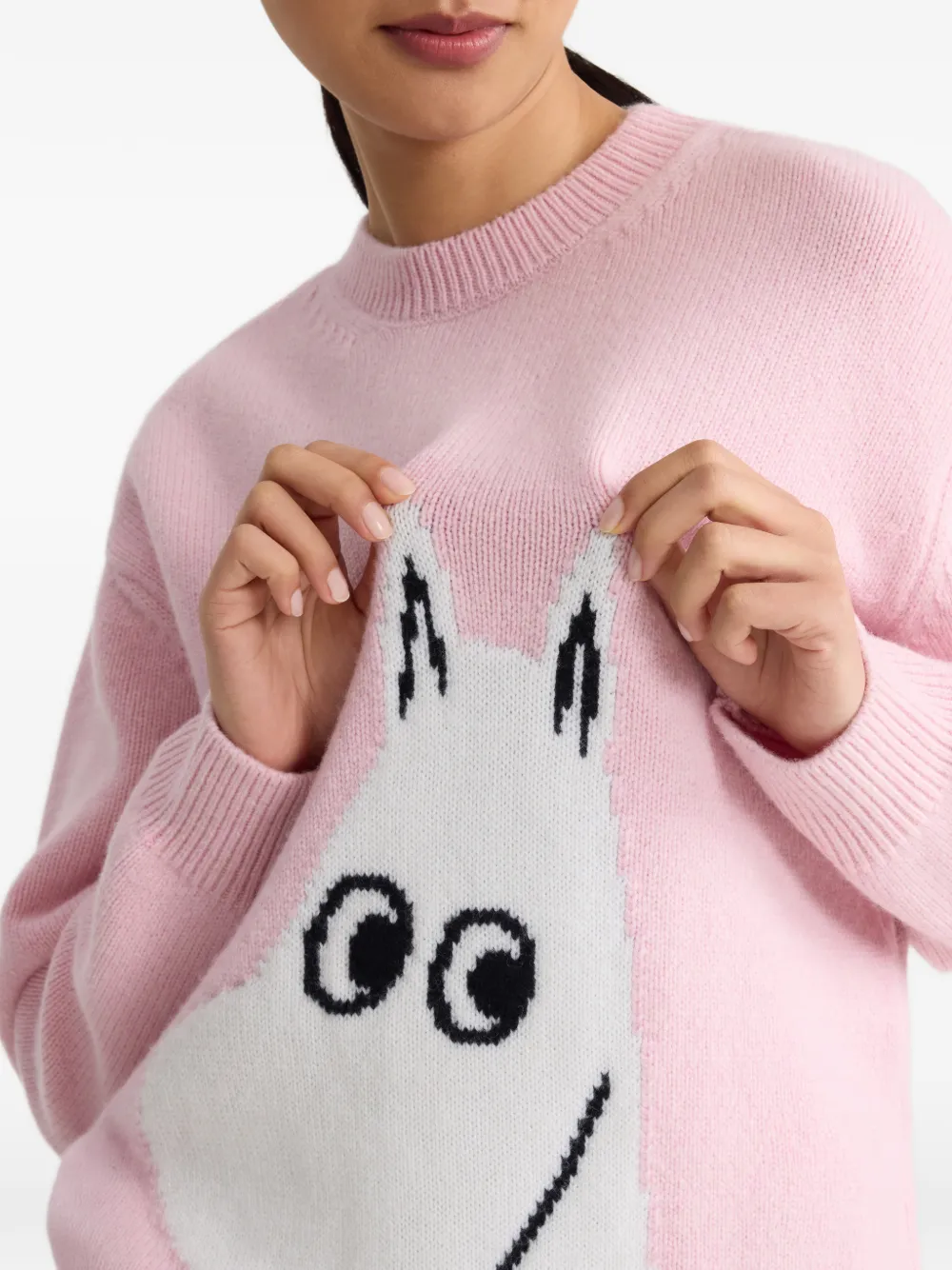 Patou X Moomin Crew-neck Sweater in Pink, view 5