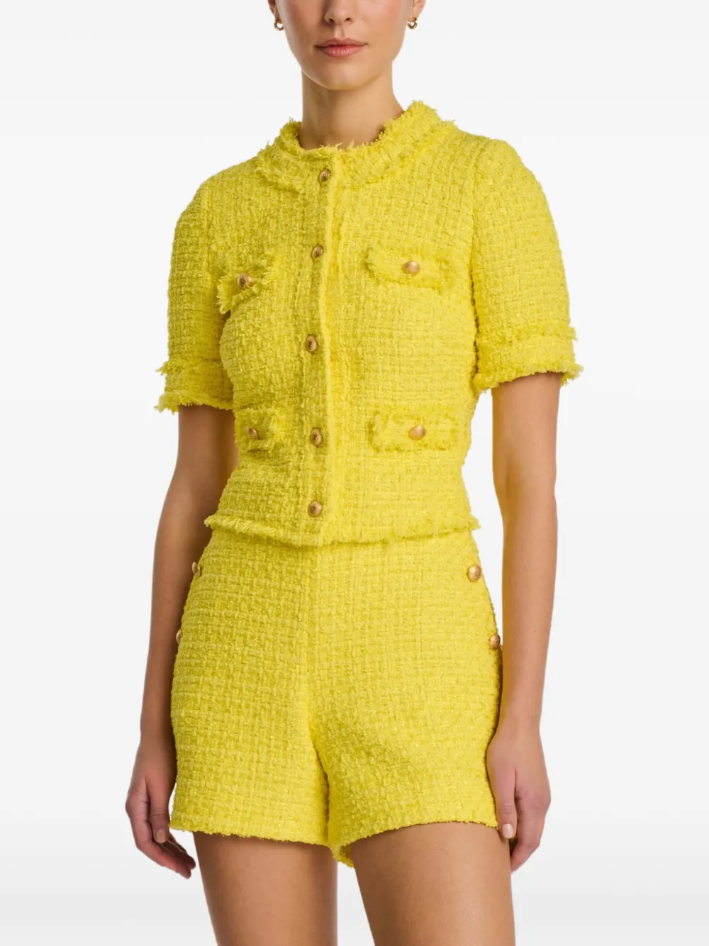  Weill Paris Tweed Buttoned Shorts - Yellow 