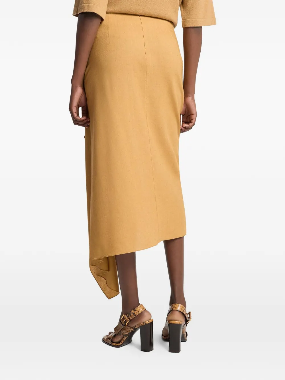  Michael Kors Collection Cascade Ruffled Midi Skirt - Neutrals 