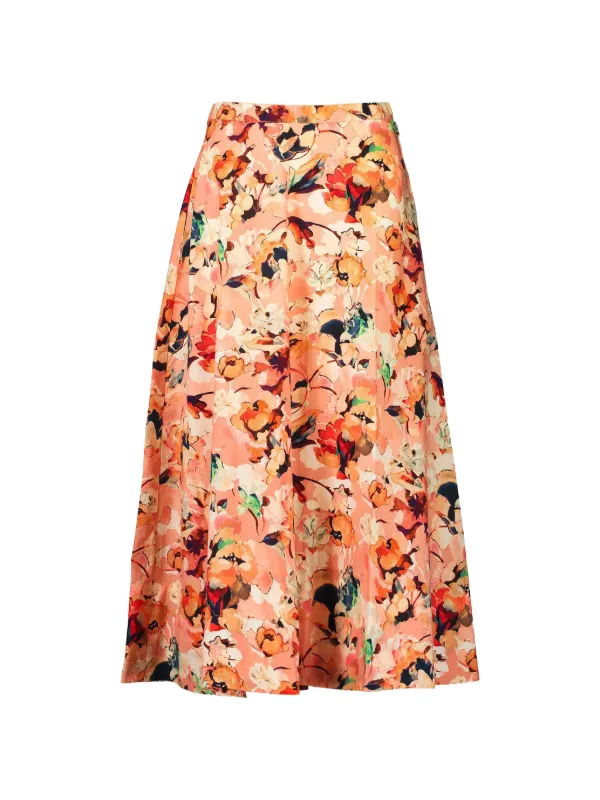 Ulla Johnson Sophea Floral Midi Skirt in Orange