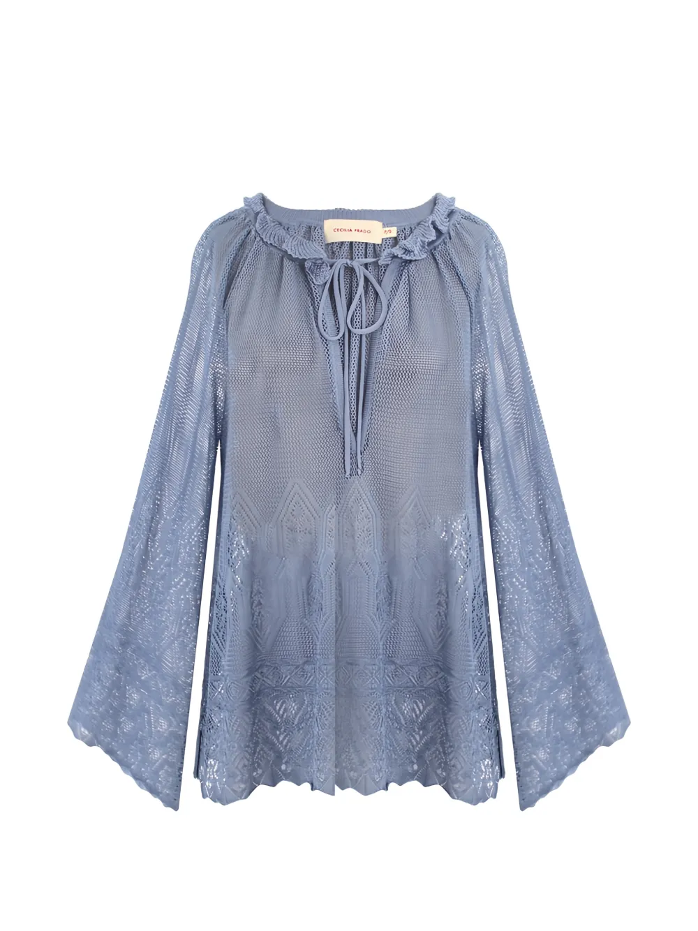 Cecilia Prado crochet-knit ruffled blouse - Blu