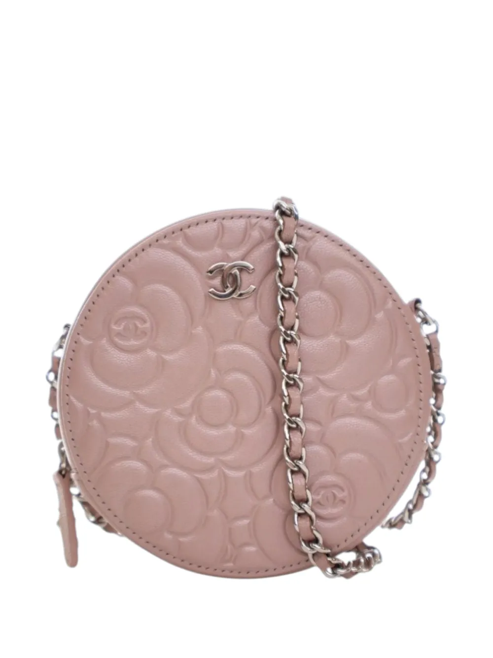 CHANEL Pre-Owned 2019 Goatskin Camellia Round Clutch With Chain crossbody bag - Rosa