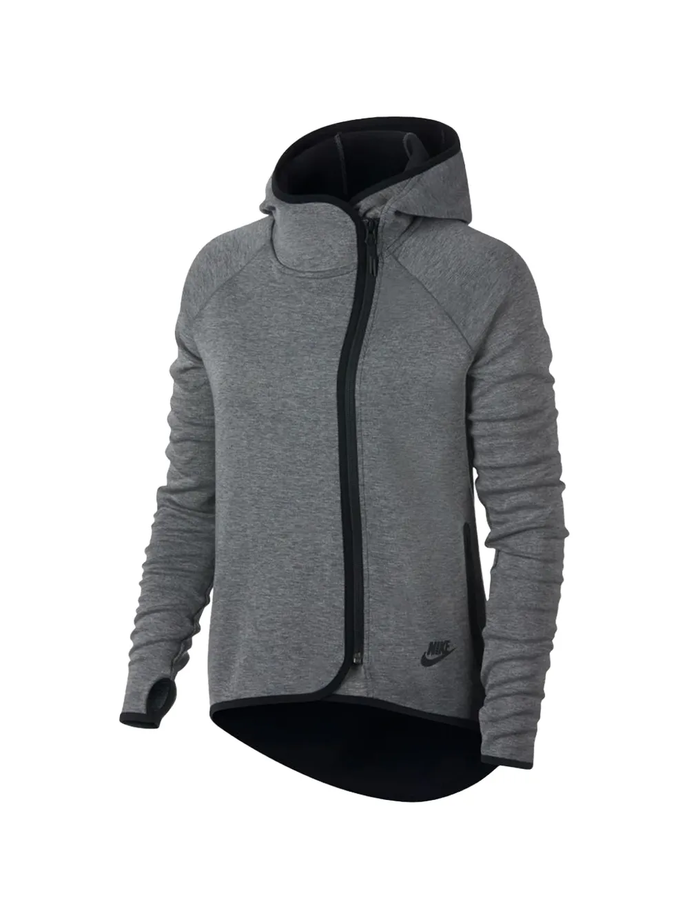 Nike curved-hem zip-up hoodie - Grigio