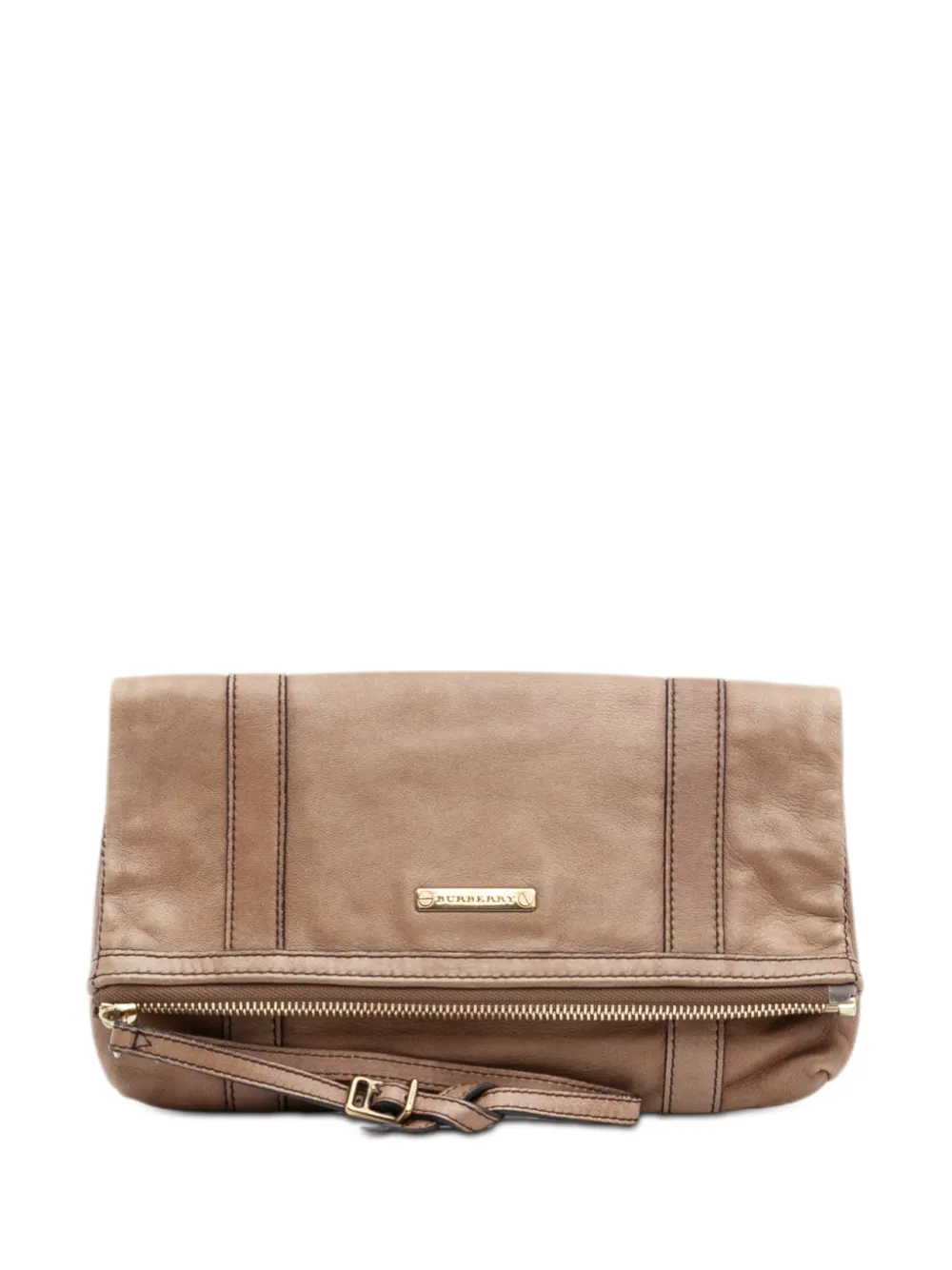 Burberry Pre-Owned 2000-2017 Leather Fold Over Wristlet clutch bag - Marrone