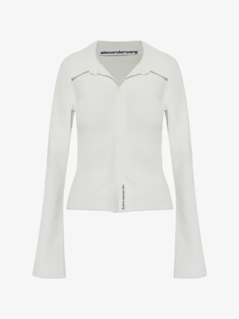 Alexander Wang polo-collar long-sleeve blouse