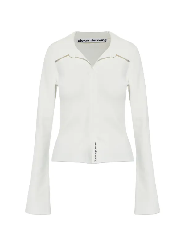 Alexander Wang Polo-collar Long-sleeve Blouse in White