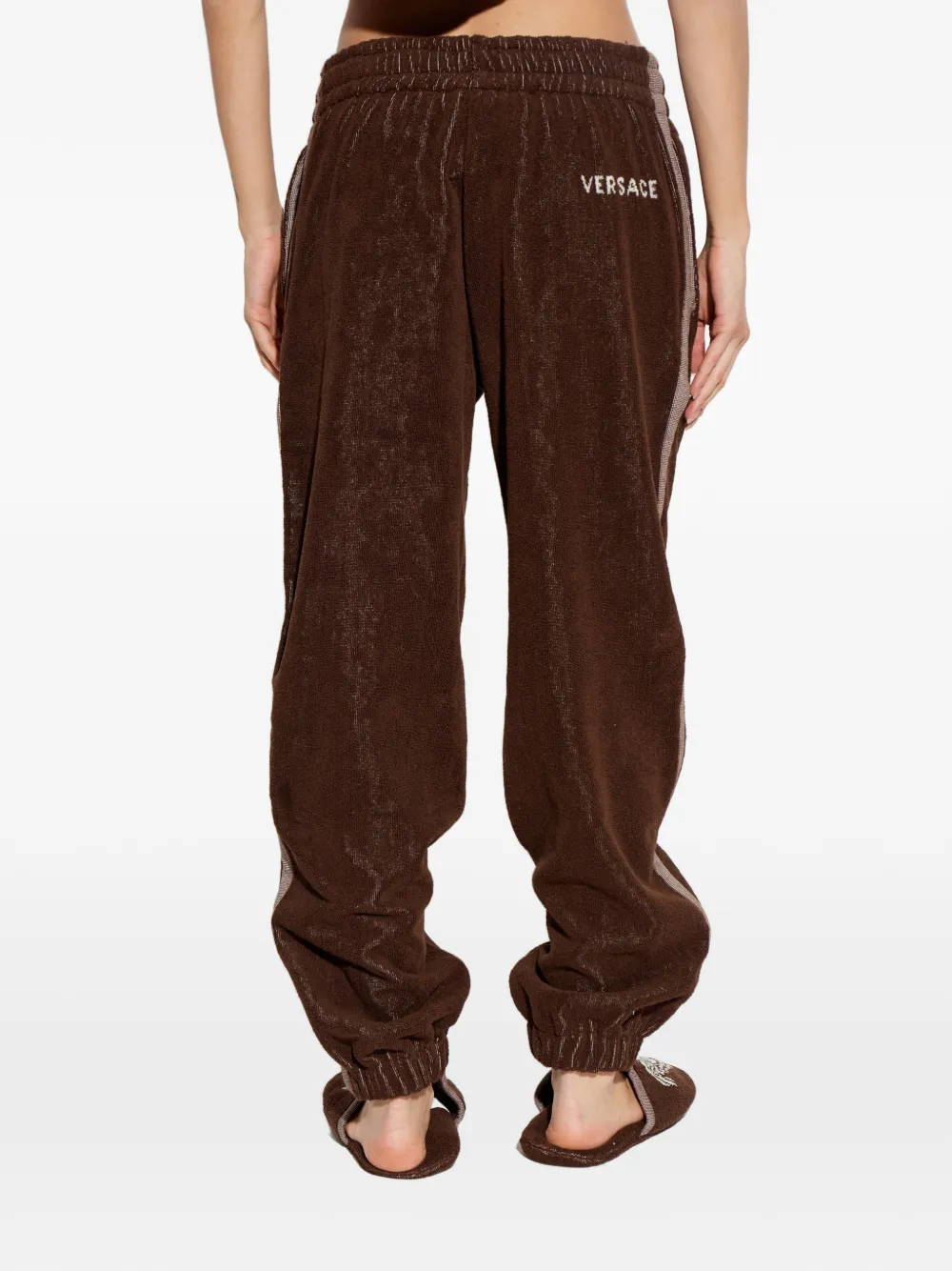 Versace Katoenen broek met zijstreep Bruin