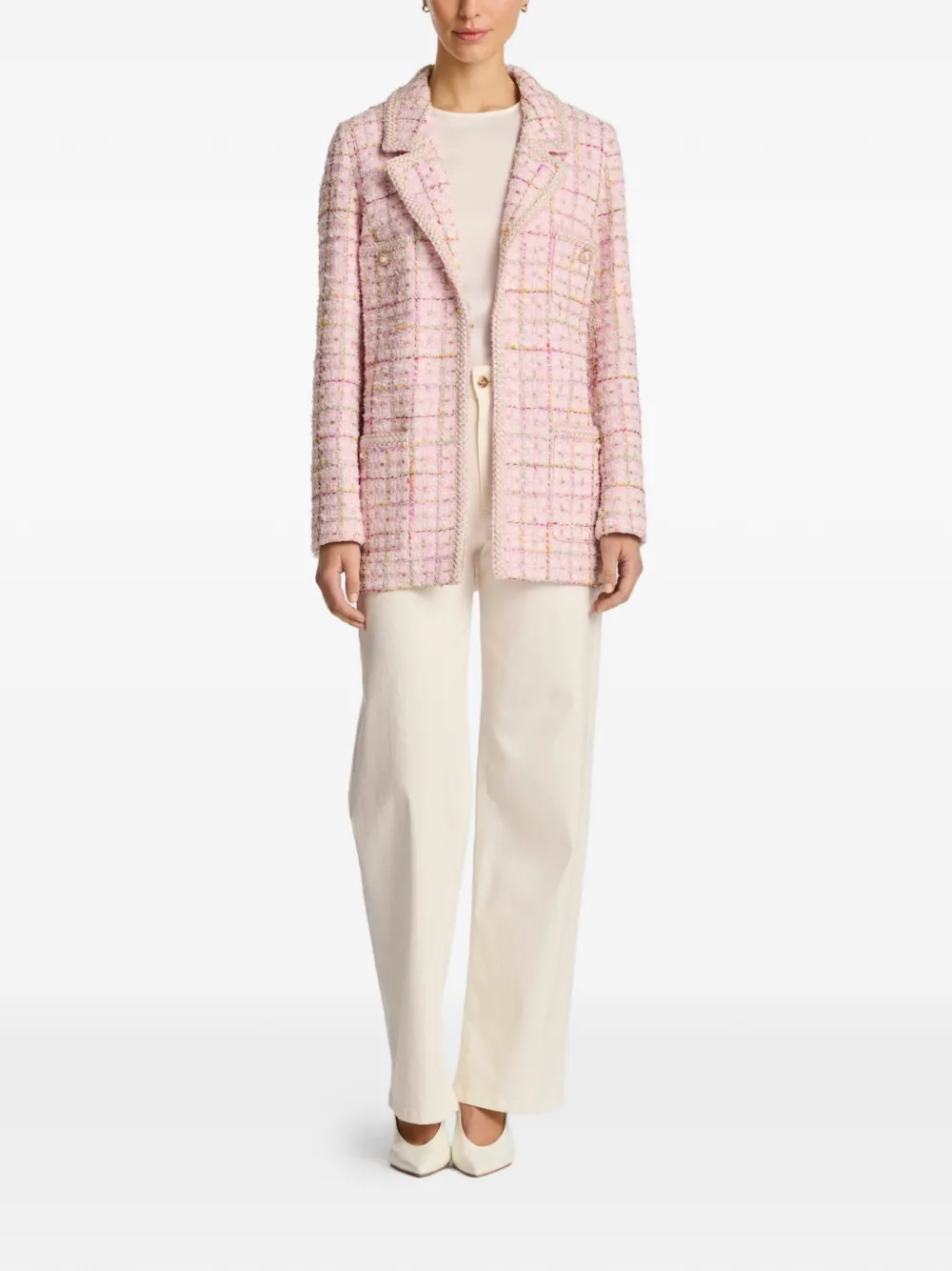  Weill Paris Tweed Braided-trim Blazer - Pink 