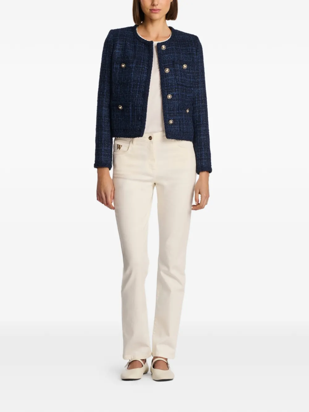  Weill Paris Braided-trim Tweed Jacket - Blue 