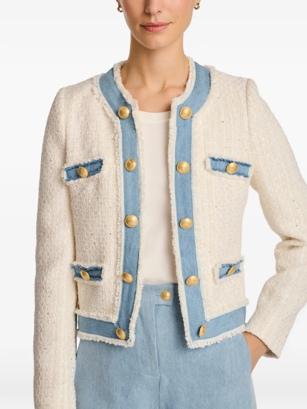  Weill Paris Tweed Denim Jacket - Neutrals 