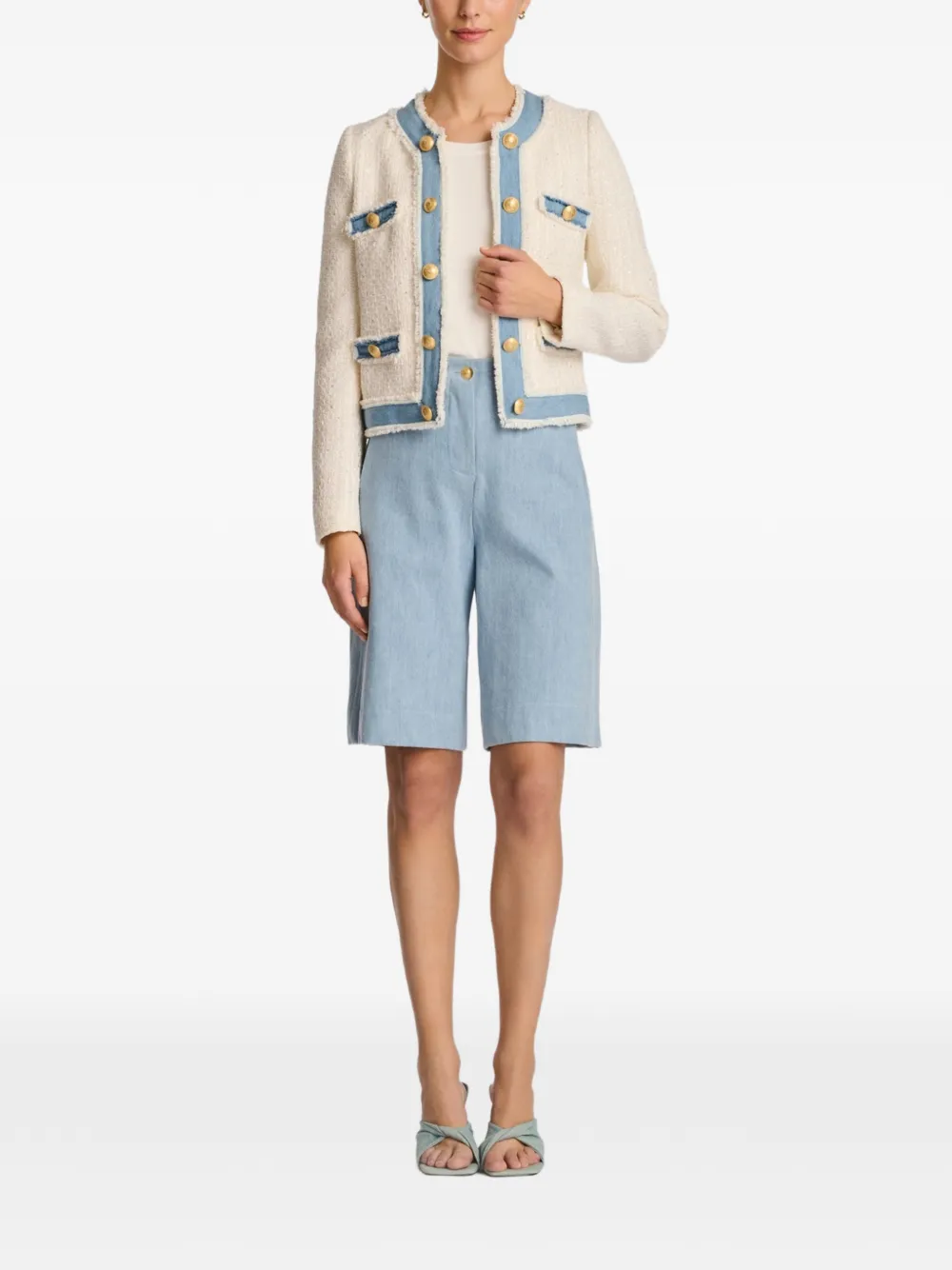  Weill Paris Tweed Denim Jacket - Neutrals 