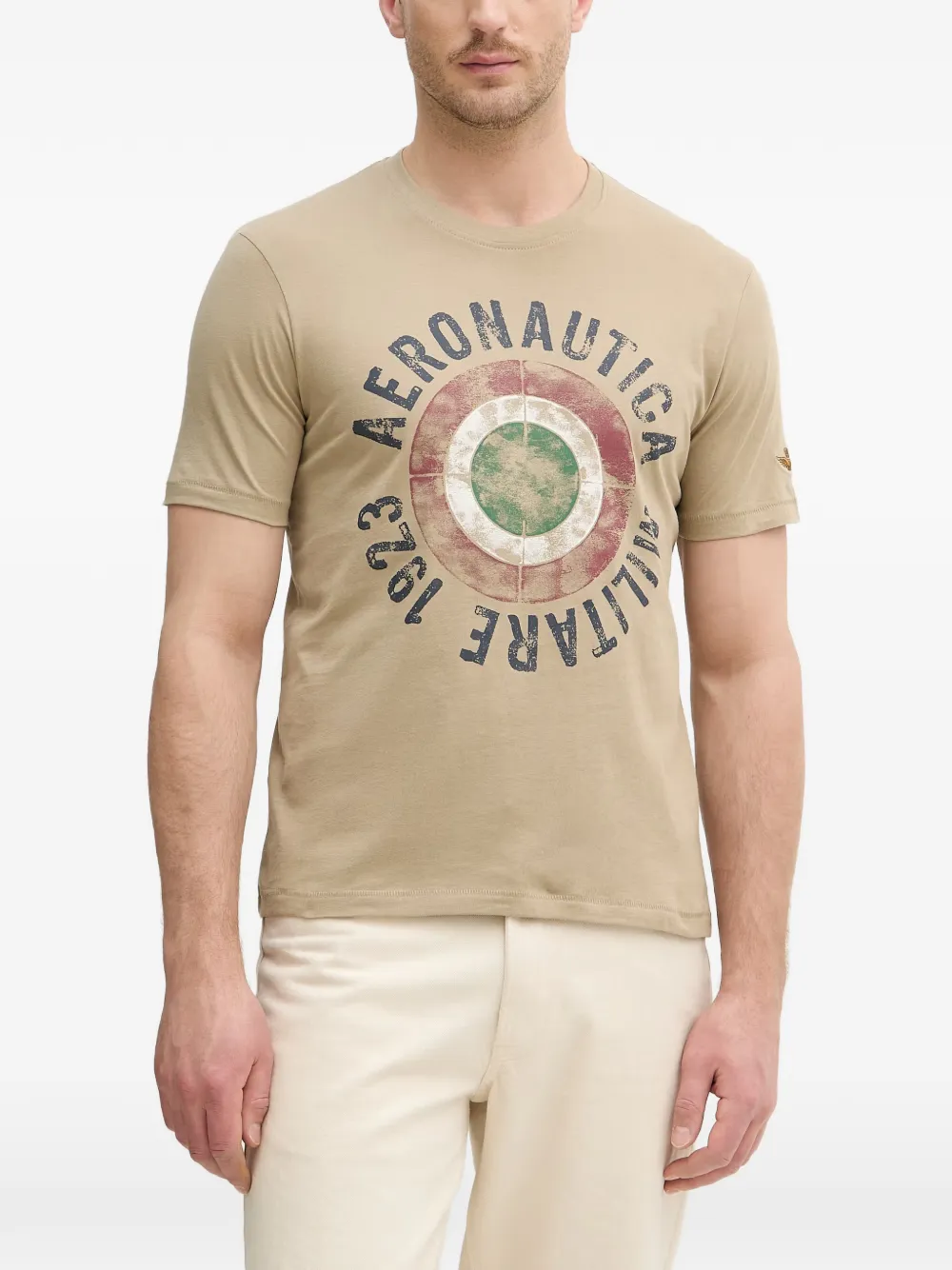 Aeronautica Militare T-Shirt mit Logo-Stickerei - Nude