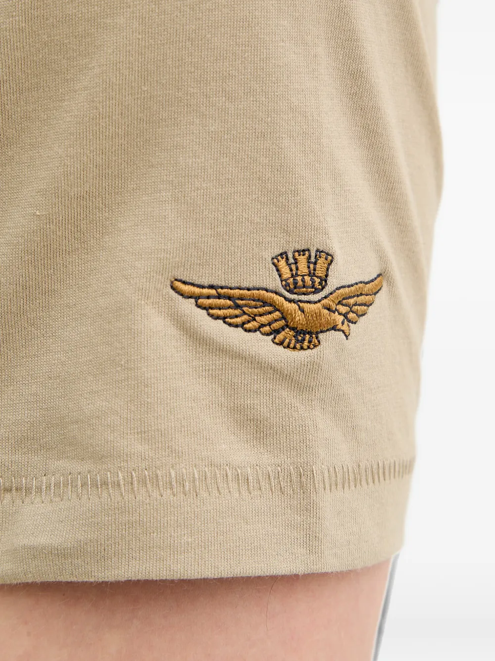 Aeronautica Militare T-shirt met geborduurd logo Beige