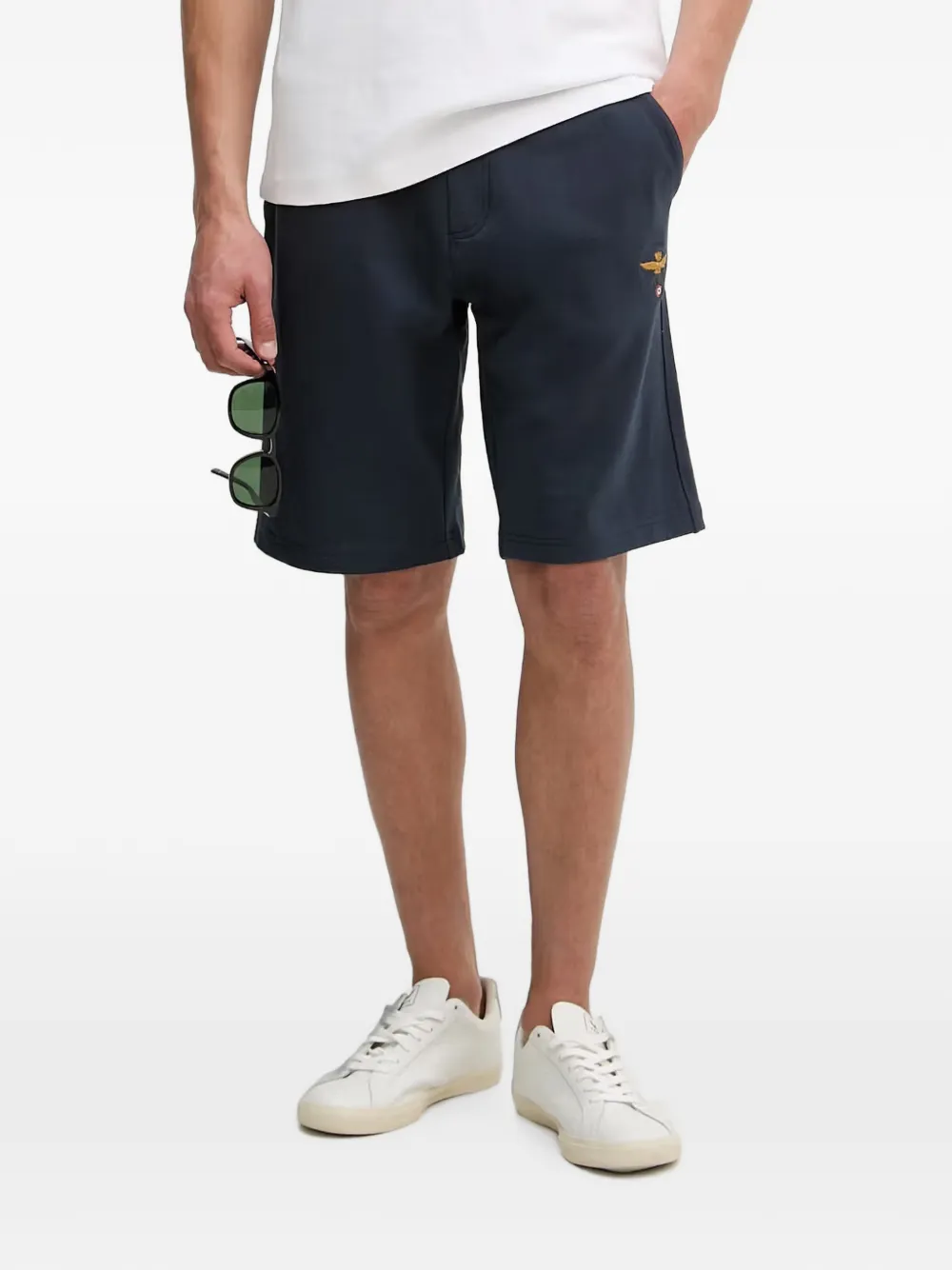 Aeronautica Militare Shorts con logo ricamato - Blu