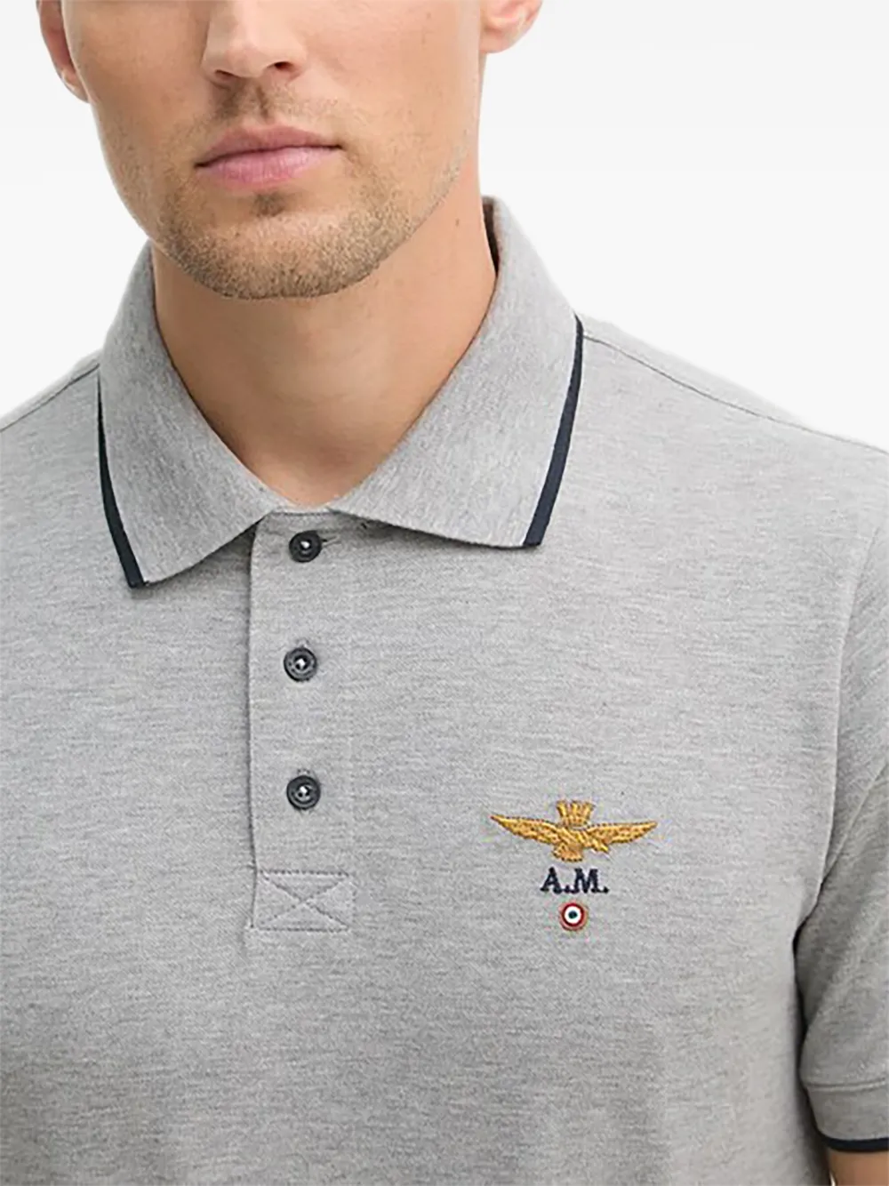 Aeronautica Militare Poloshirt met borduurwerk Grijs