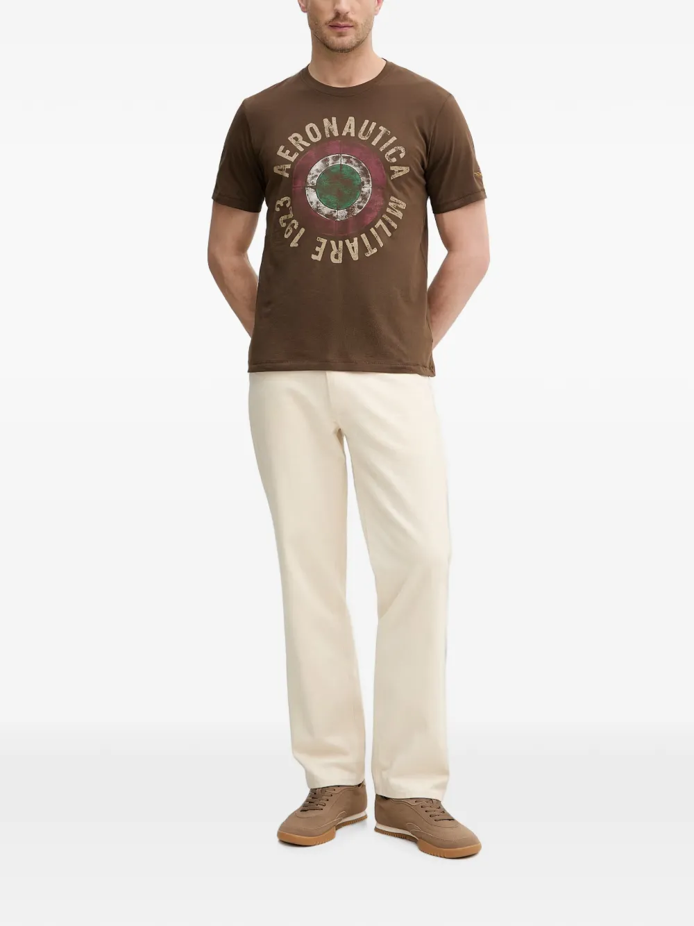 Aeronautica Militare Katoenen T-shirt Bruin