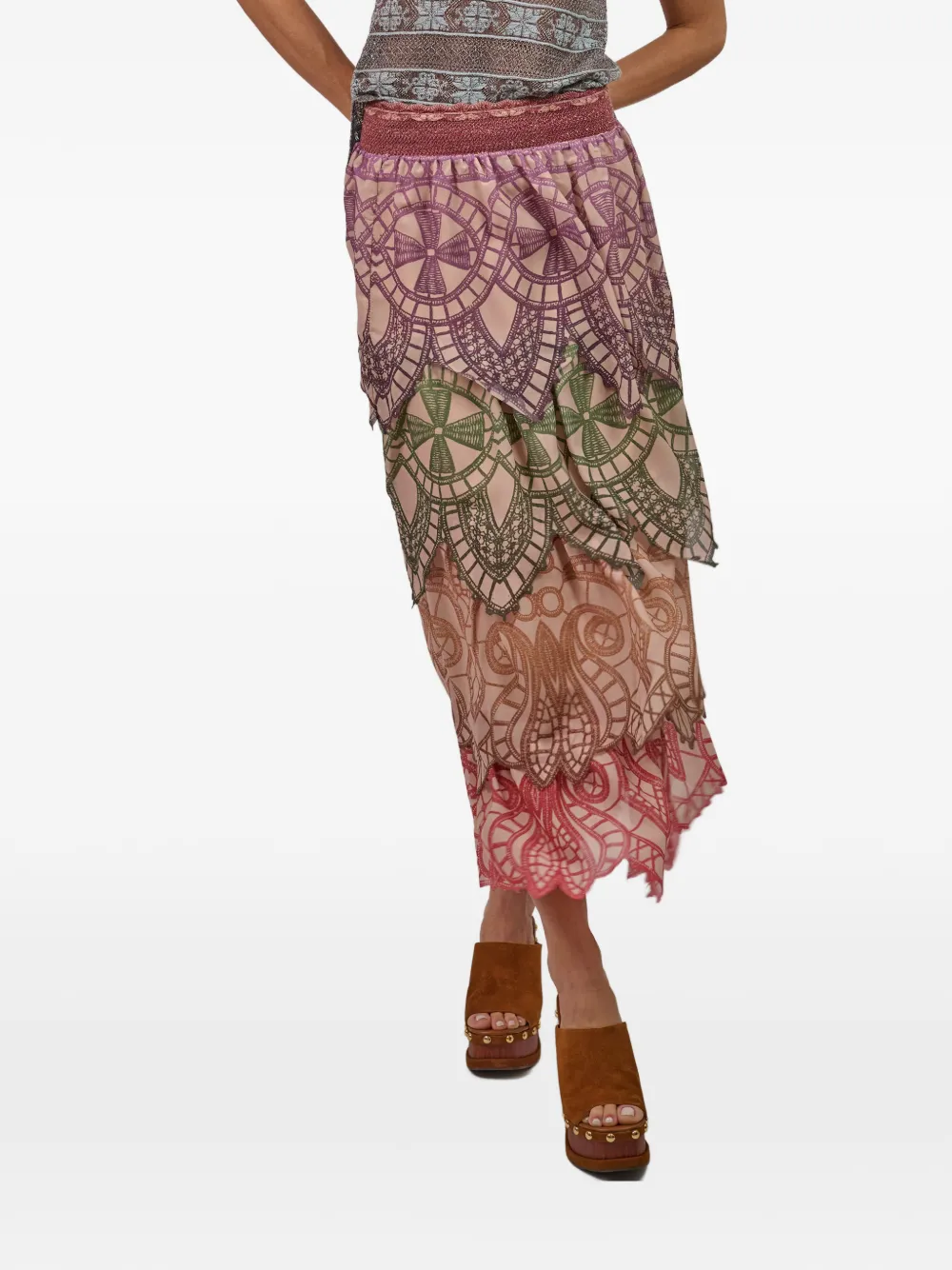 Cecilia Prado Aurora tiered midi skirt - Rosa