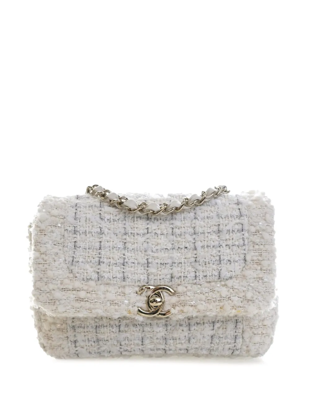CHANEL Pre-Owned 2020 CC Mini Tweed Flap crossbody bag - Bianco