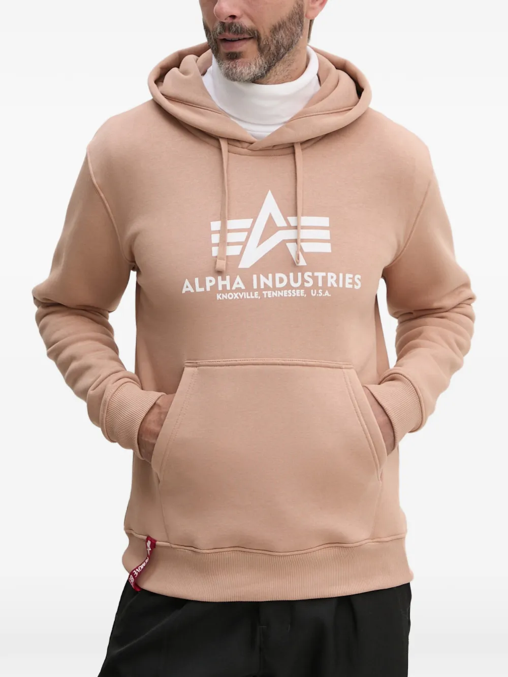 Alpha Industries logo-print drawstring hoodie - Nude