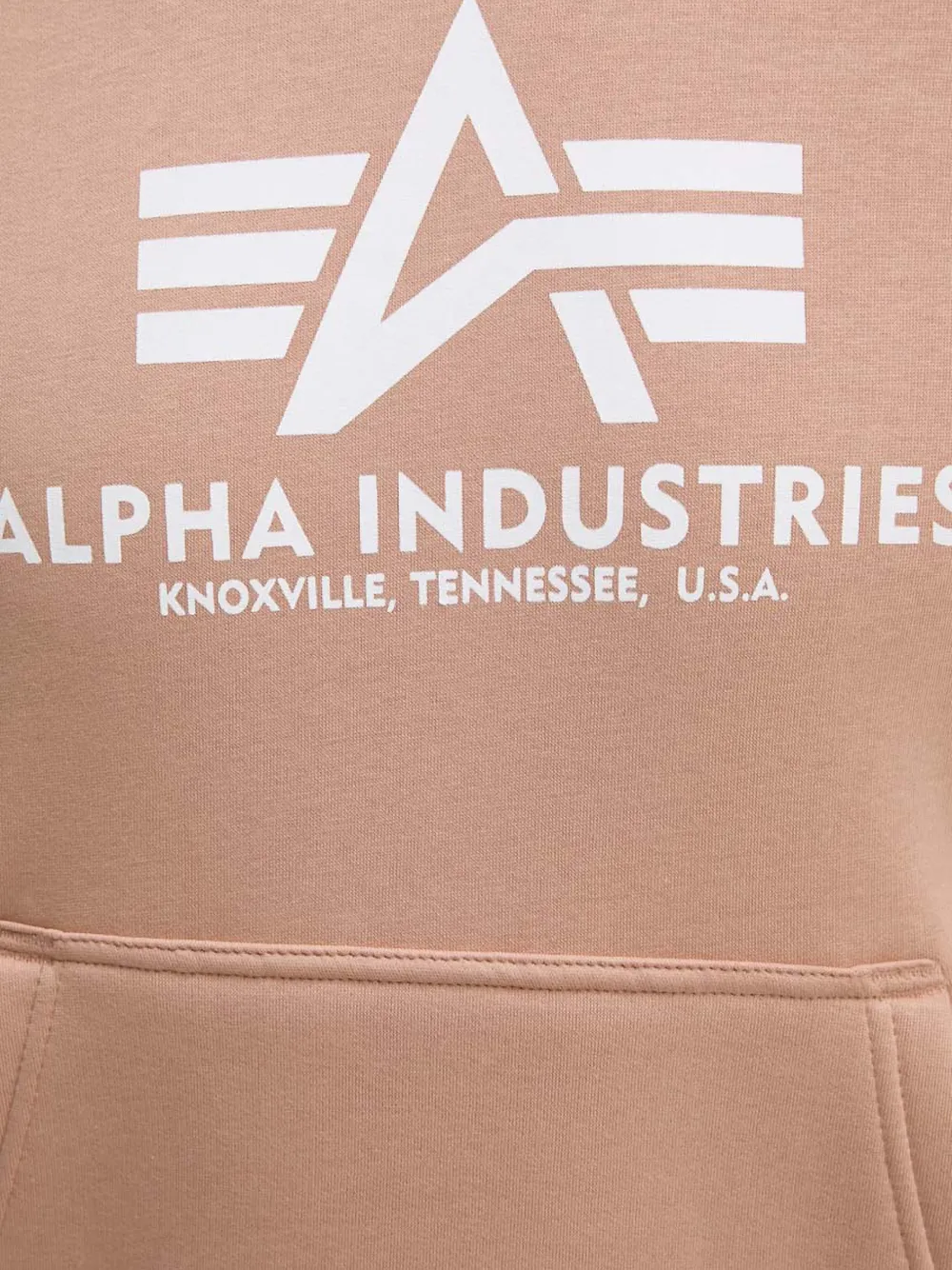 Alpha Industries logo-print drawstring hoodie Beige