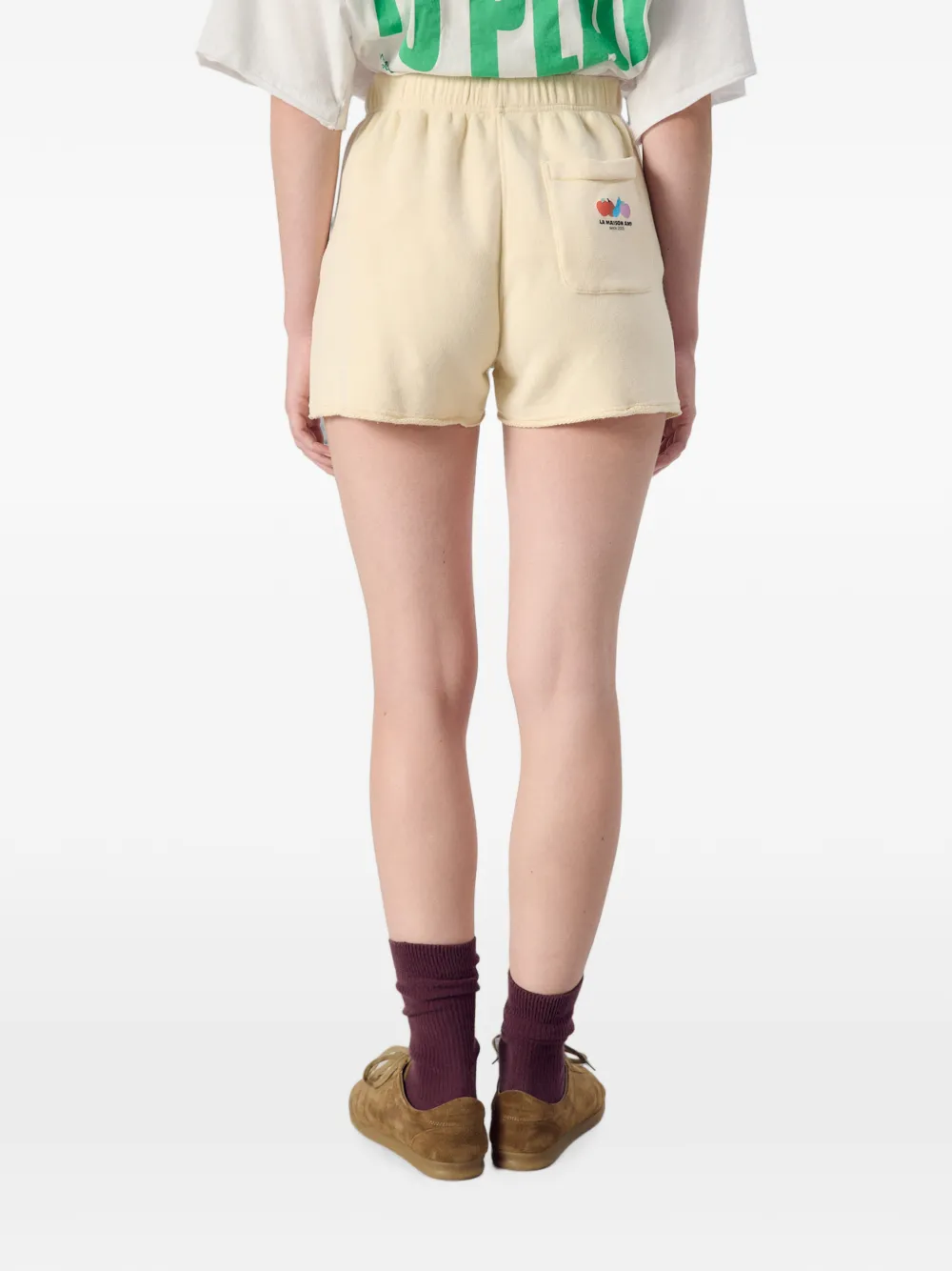 American Vintage Mini-shorts met gerafelde afwerking Beige