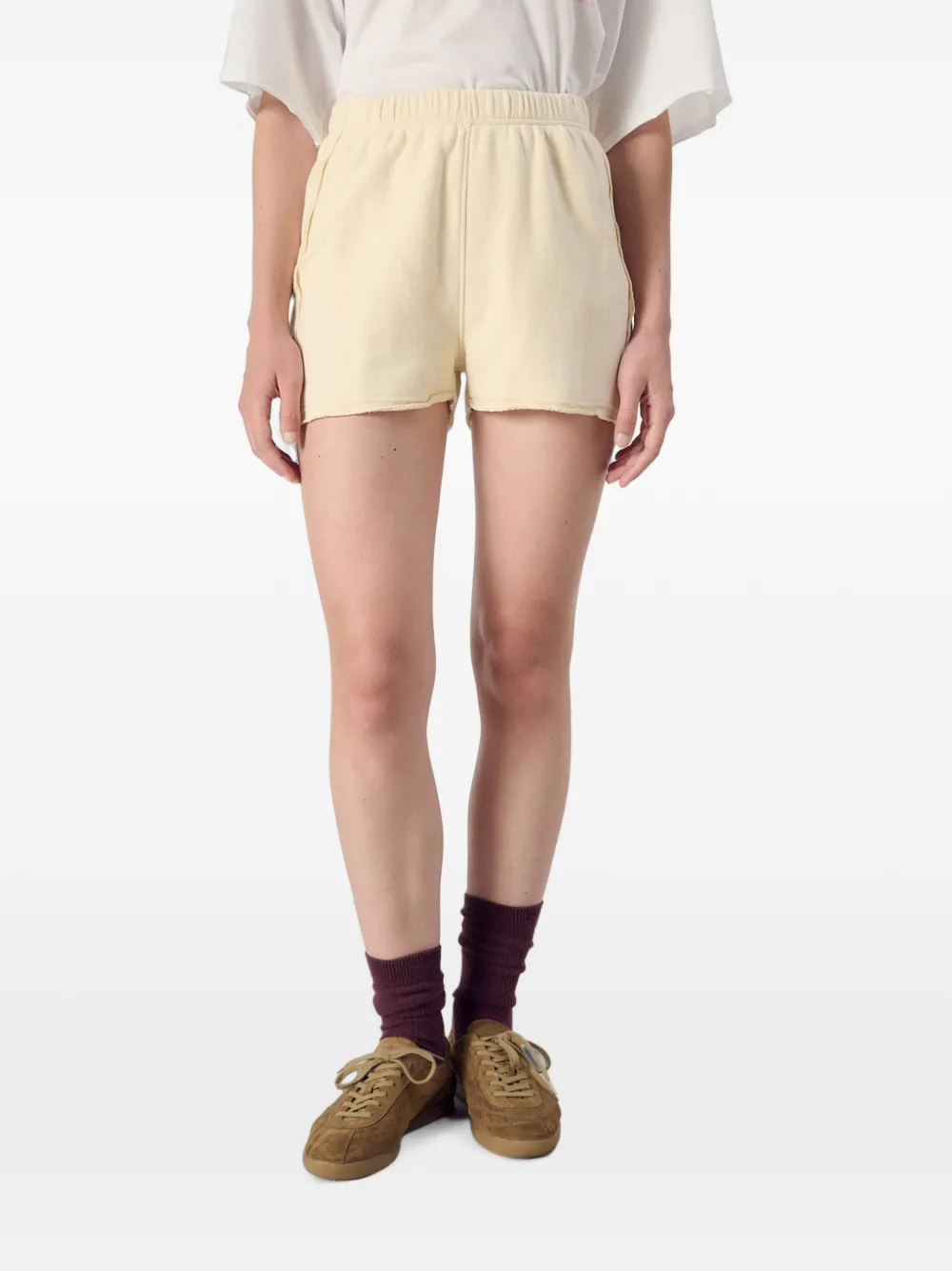 American Vintage Mini-shorts met gerafelde afwerking Beige