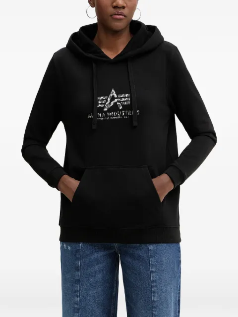 Alpha Industries logo-print drawstring hoodie