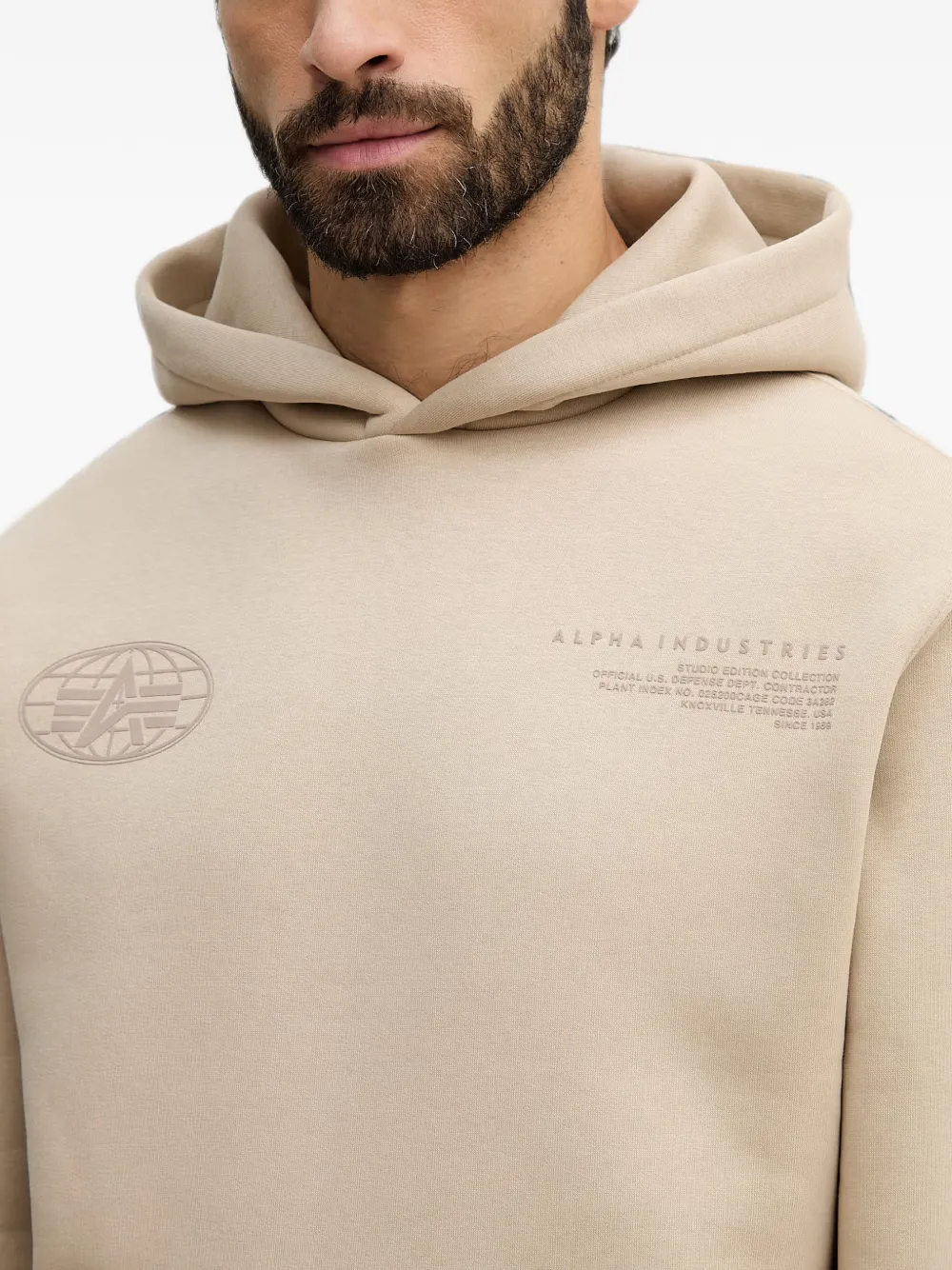 Alpha Industries Hoodie met buidelzak en logo Beige