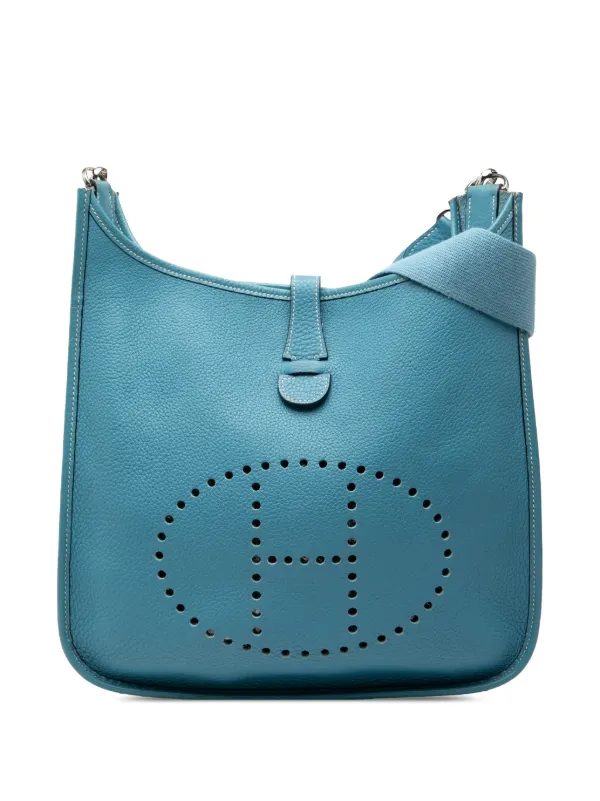Hermès Pre-owned 2005 Clemence Evelyne GM Crossbody Bag in Blue