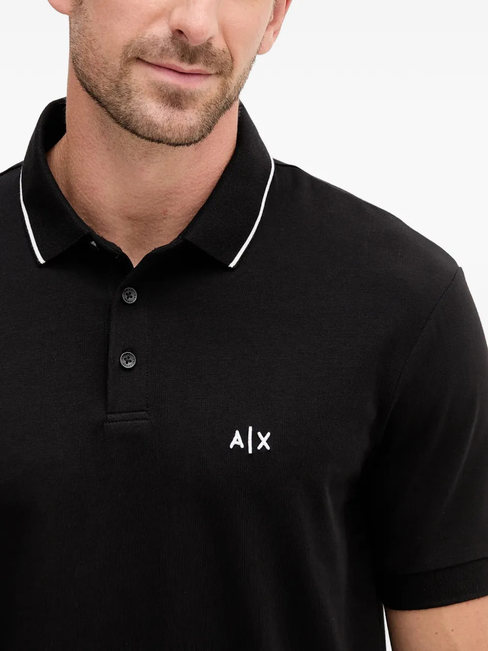 Armani Exchange Poloshirt met borduurwerk Zwart