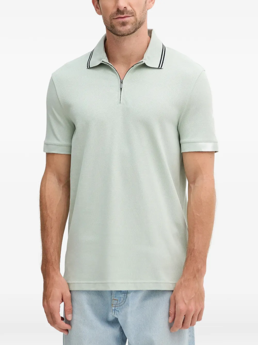 Armani Exchange zip-fastening tipped-collar polo shirt - Grün