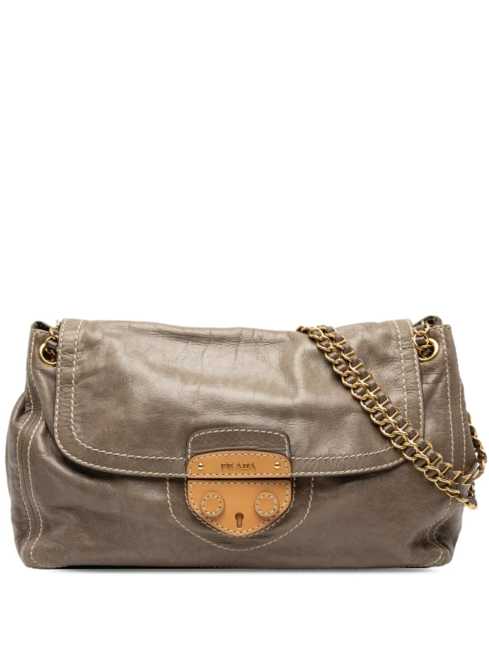 Prada Pre-Owned 2000-2013 Vitello Shine Push Lock Flap shoulder bag - Marrone