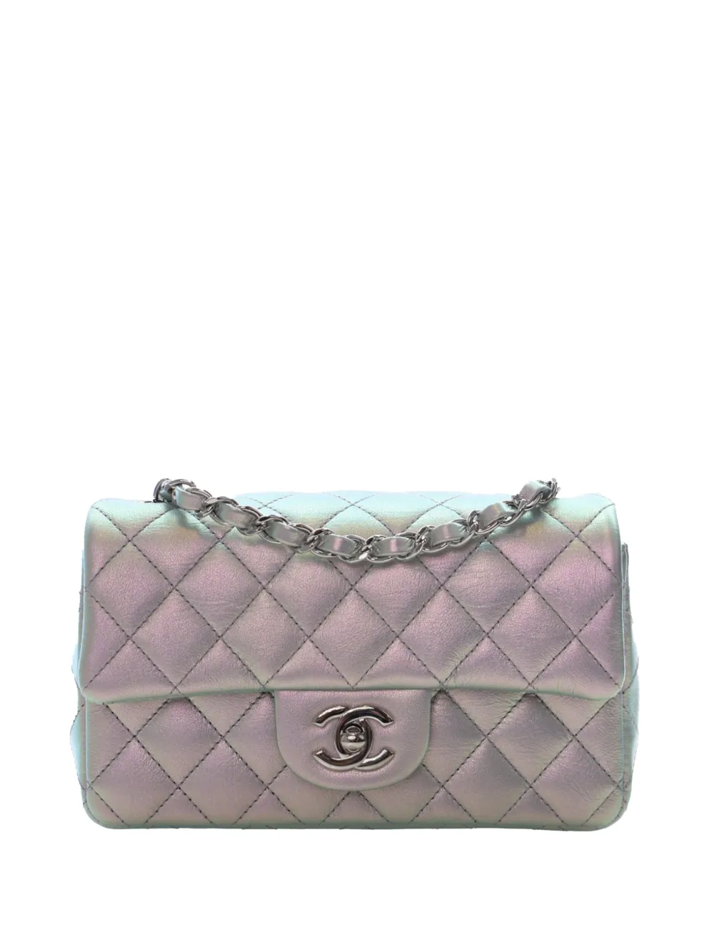 CHANEL Pre-Owned 2021-2025 Mini Rectangular Classic Iridescent Calfskin Single Flap crossbody bag - Argento