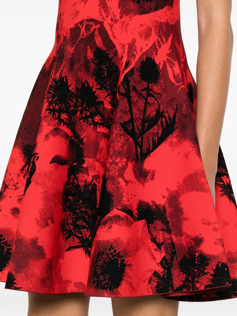 Alexander McQueen Flared mini-jurk met ronde hals Rood
