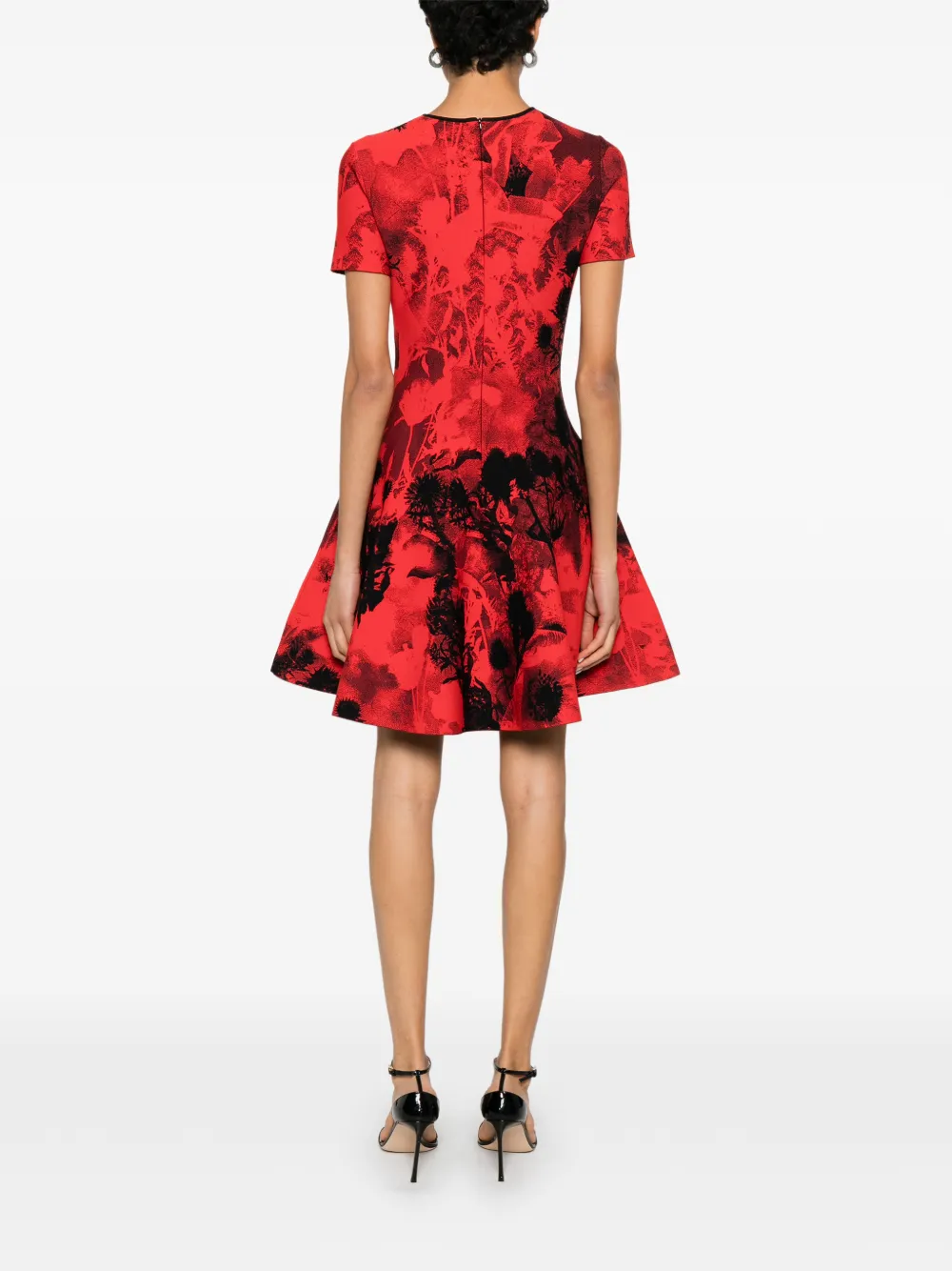 Alexander McQueen Flared mini-jurk met ronde hals Rood