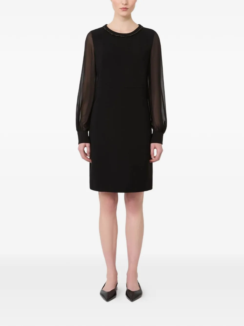 Max Mara Volto jurk met doorzichtige mouwen en kralenhals Zwart