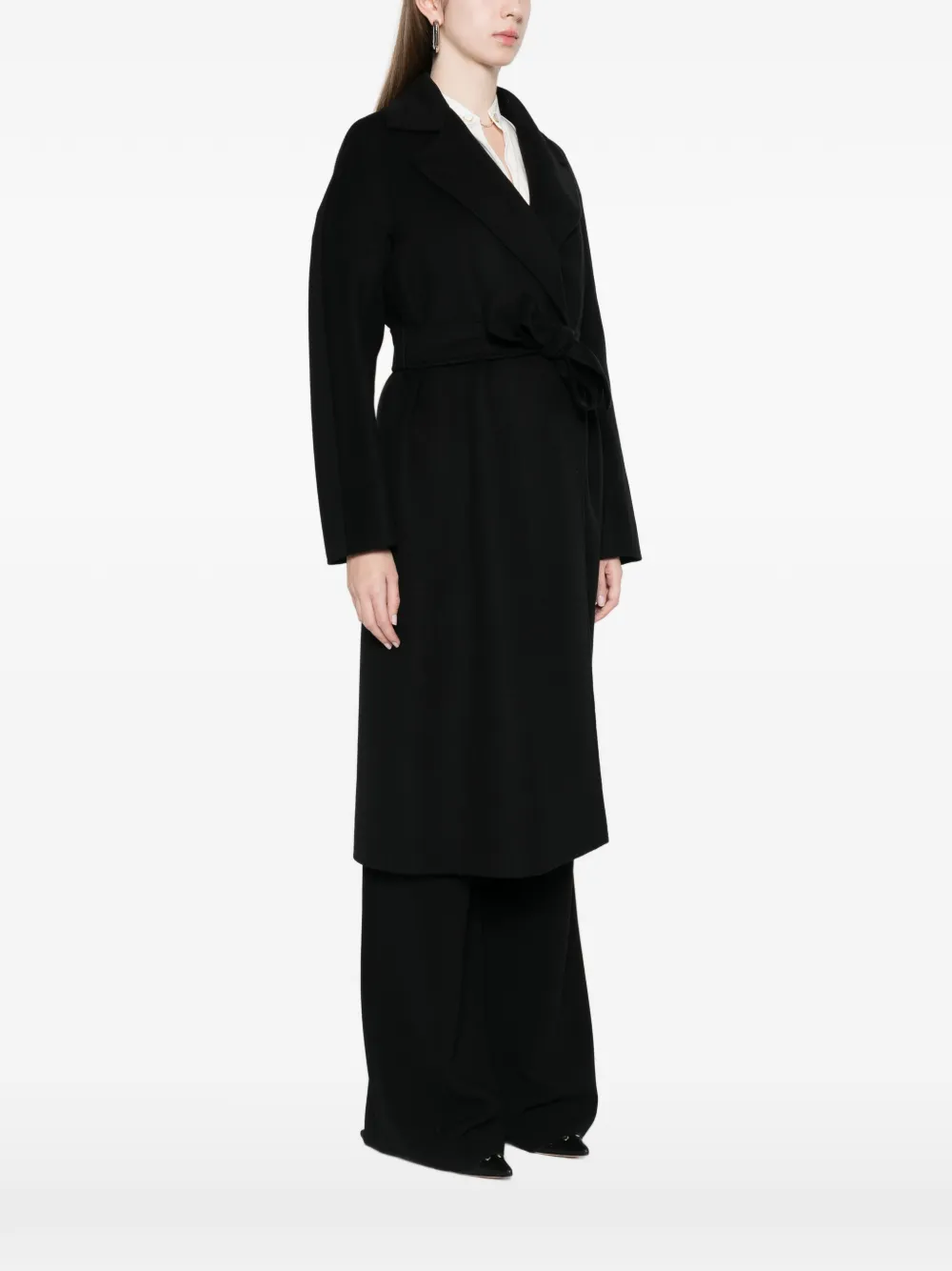 Max Mara Wikkeljas van scheerwol met ceintuur Zwart