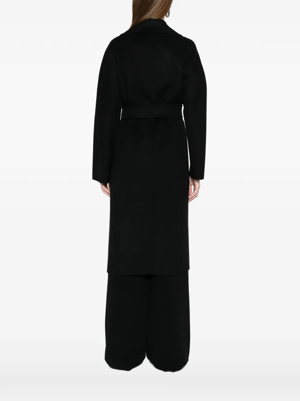Max Mara Wikkeljas van scheerwol met ceintuur Zwart