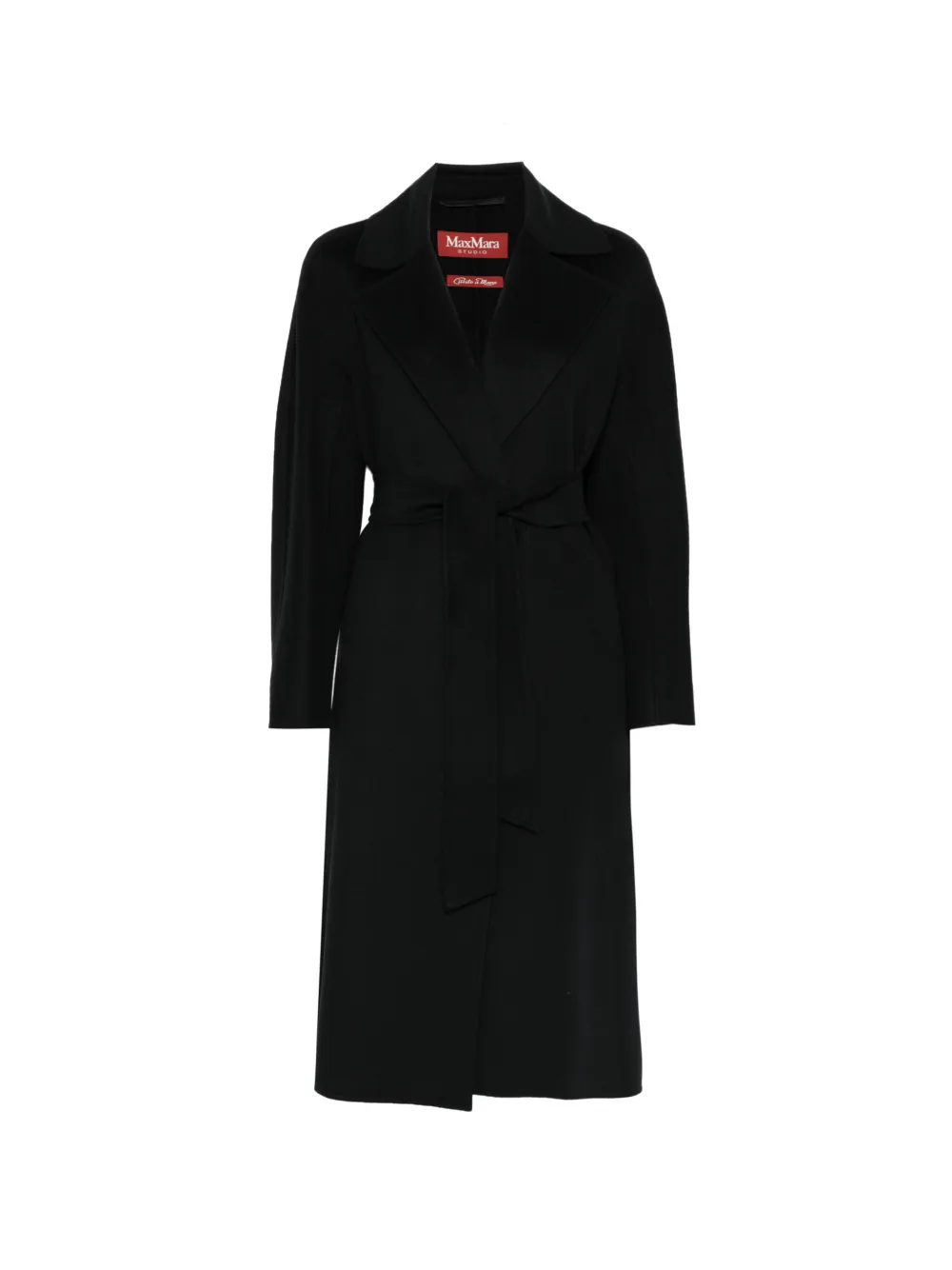 Max Mara wraparound belt virgin wool coat - Nero