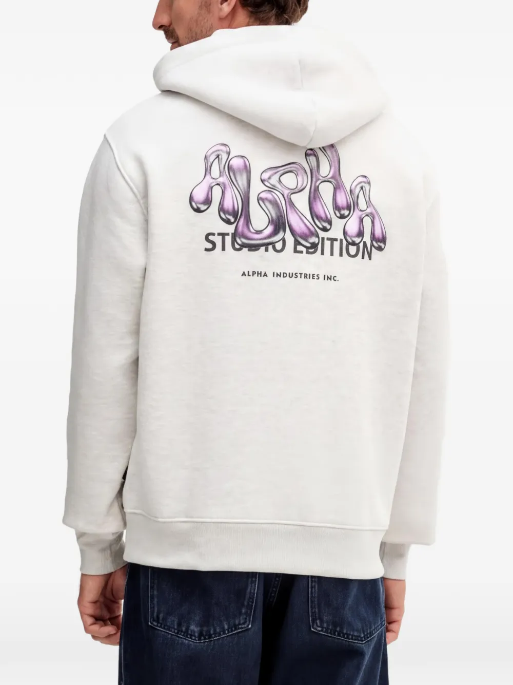Alpha Industries Hoodie met print Grijs