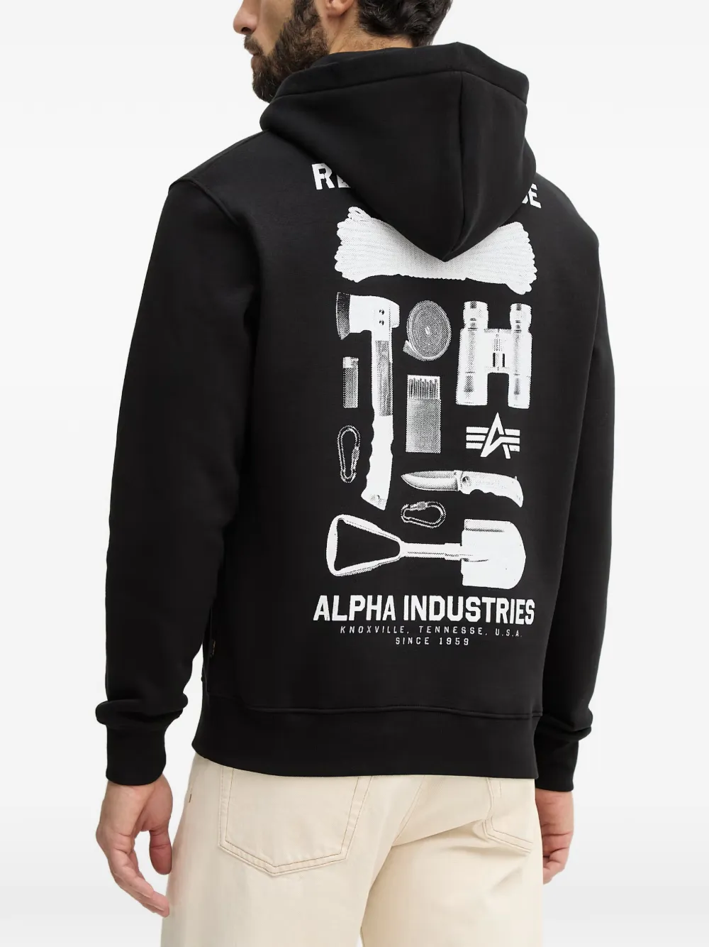 Alpha Industries Return To Base hoodie Zwart