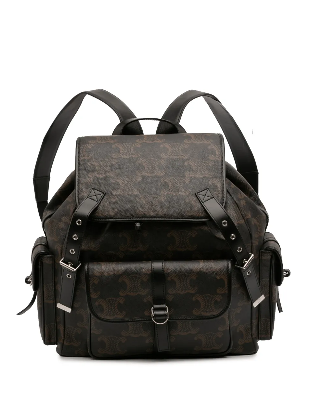 Celine Pre-Owned 2022 Medium Triomphe Coated Canvas backpack - Marrone