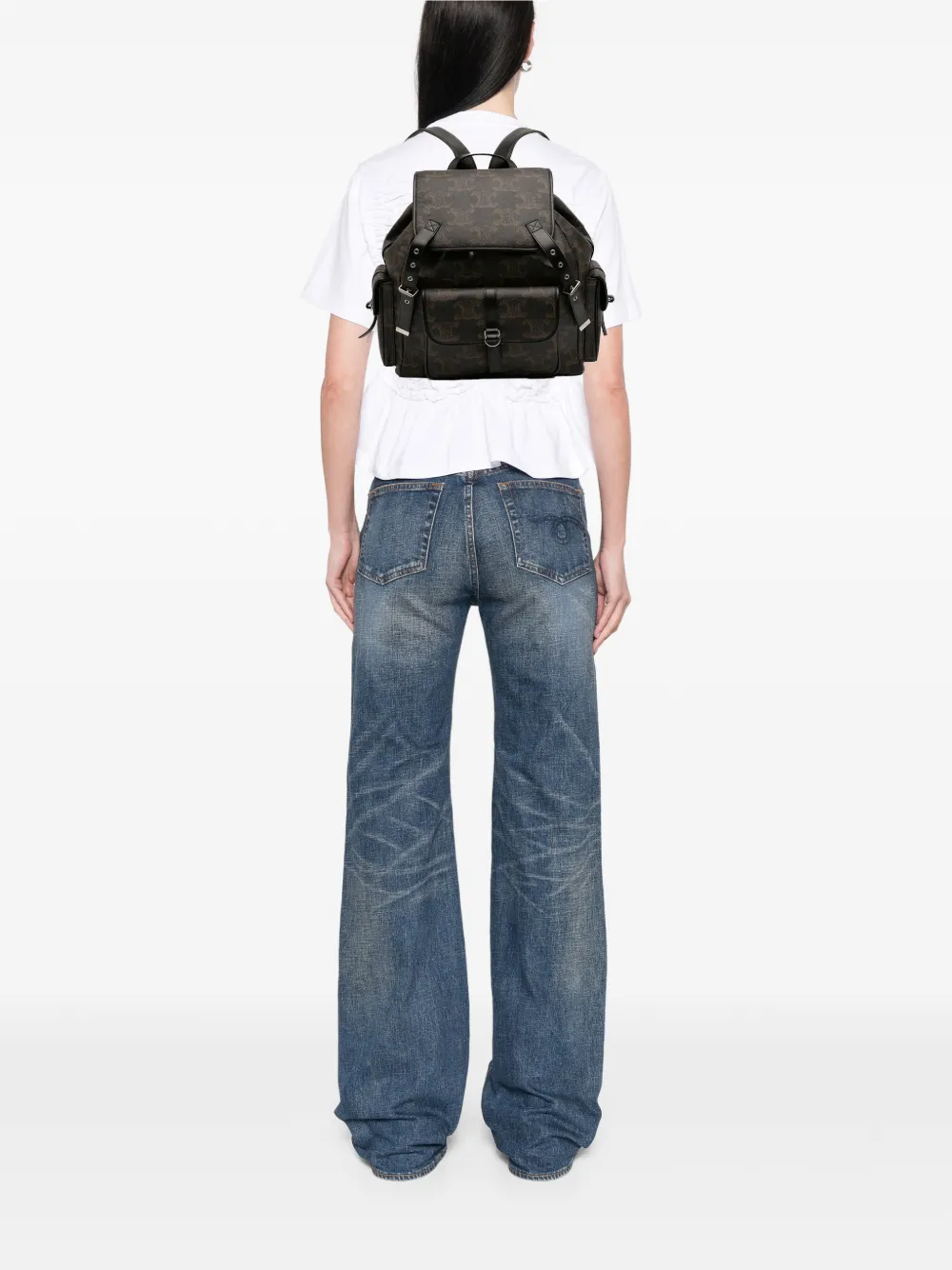  Celine Pre-owned 2022 Medium Triomphe Coated Canvas Backpack - Brown 