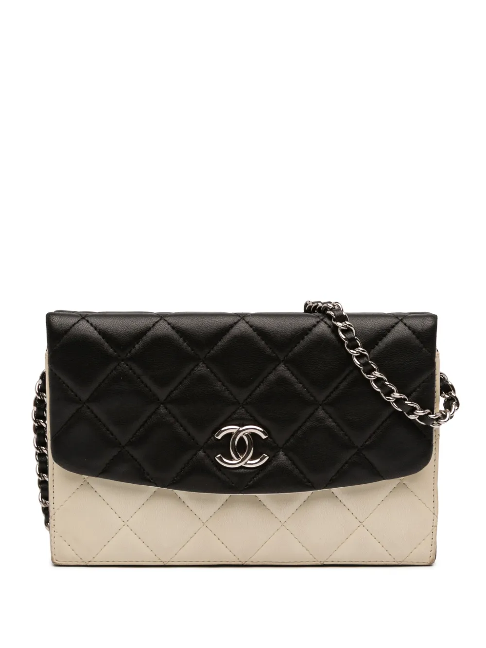 CHANEL Pre-Owned 2011 CC Bicolor Quilted Lambskin Double Sided Wallet on Chain crossbody bag - Bianco