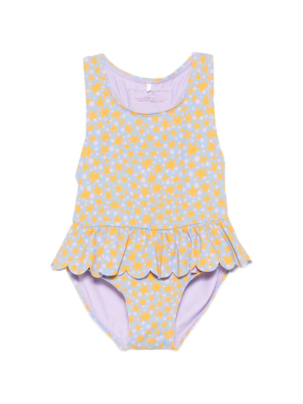 Stella McCartney Kids ruffled star-print swimsuit - Blau